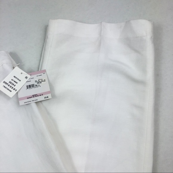 NWT Kasper Linen Straight Leg Pants | Lily White | Size 6 - Picture 6 of 11